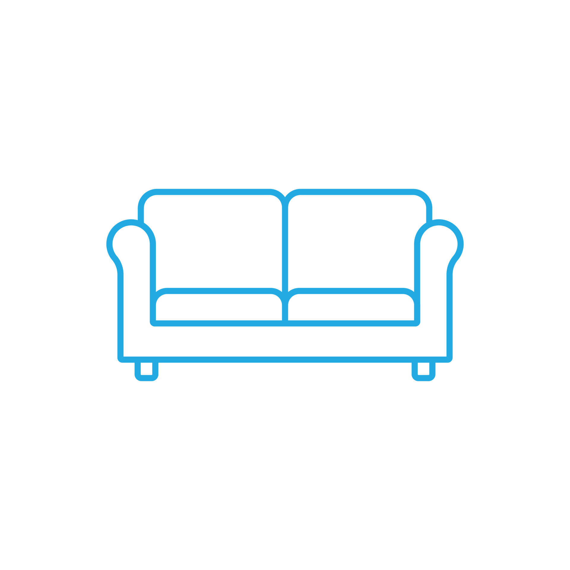 eps10 azul vector línea arte sofá resumen icono o logotipo aislado