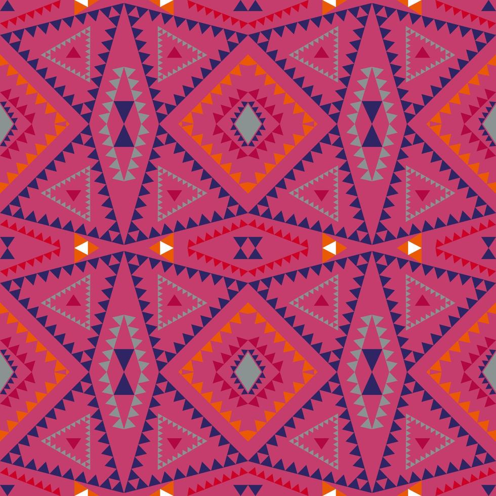 Geometric ethnic pattern with square triangle diagonal abstract ornament design for clothing fabric textiles printing, handcraft, embroidery, carpet, curtain, batik, wallpaper wrapping, vector drawing