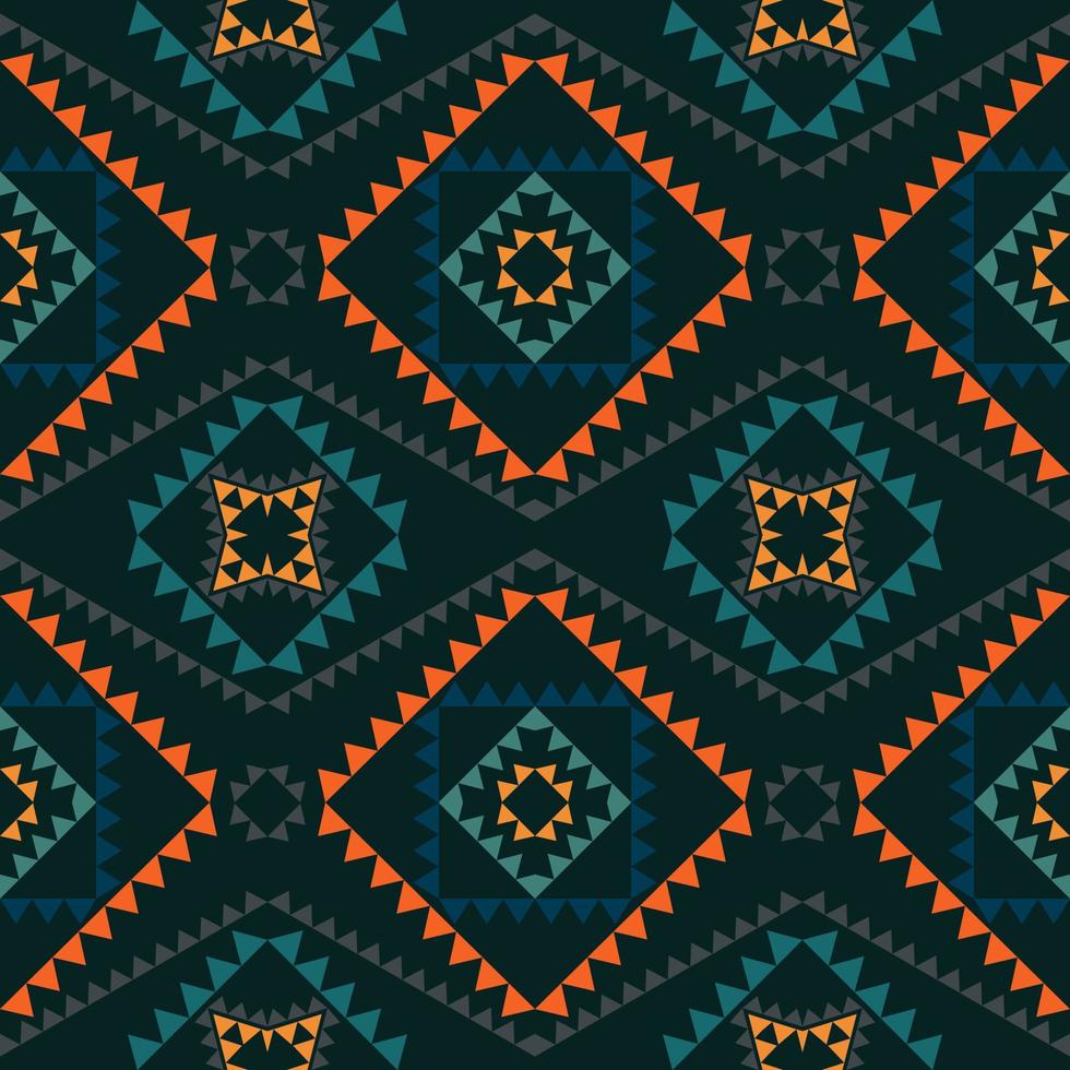 Geometric ethnic pattern with square triangle diagonal abstract ornament design for clothing fabric textiles printing, handcraft, embroidery, carpet, curtain, batik, wallpaper wrapping, vector drawing