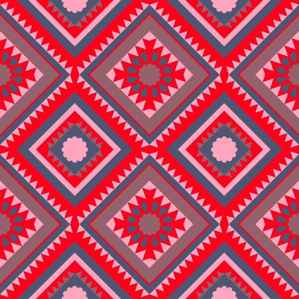 Geometric ethnic pattern with square triangle diagonal abstract ornament design for clothing fabric textiles printing, handcraft, embroidery, carpet, curtain, batik, wallpaper wrapping, vector drawing
