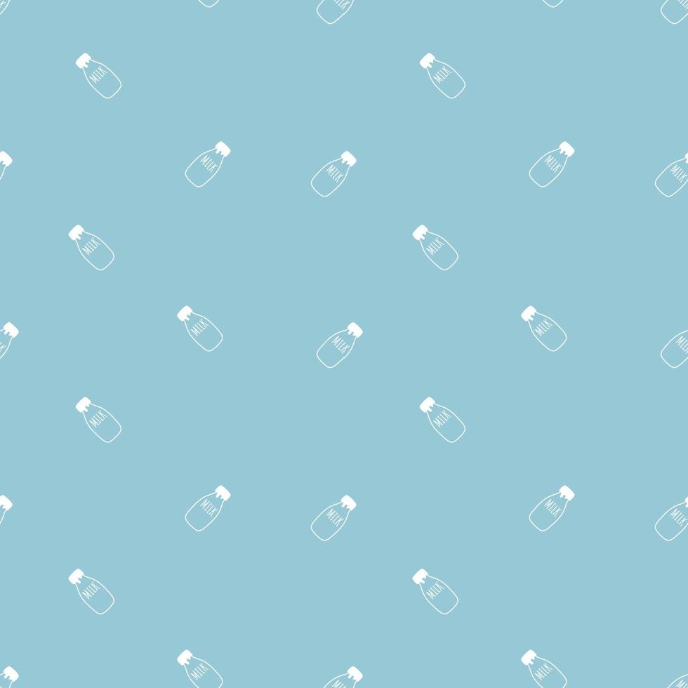 seamless doodle hand drawing milk repeat pattern in blue background, flat vector illustration design