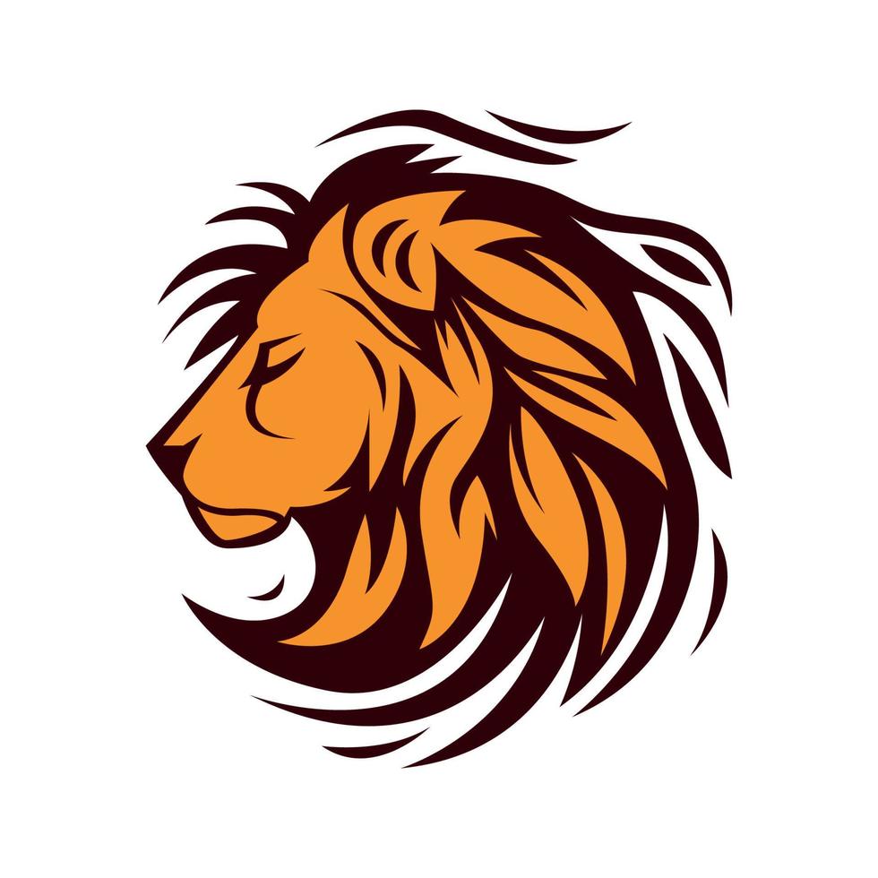 Lion Mascot Logo Concept Vector Illustration Cartoon. Suitable For Logo, Wallpaper, Banner, Background, Card, Book Illustration, T-Shirt Design, Sticker, Cover, etc