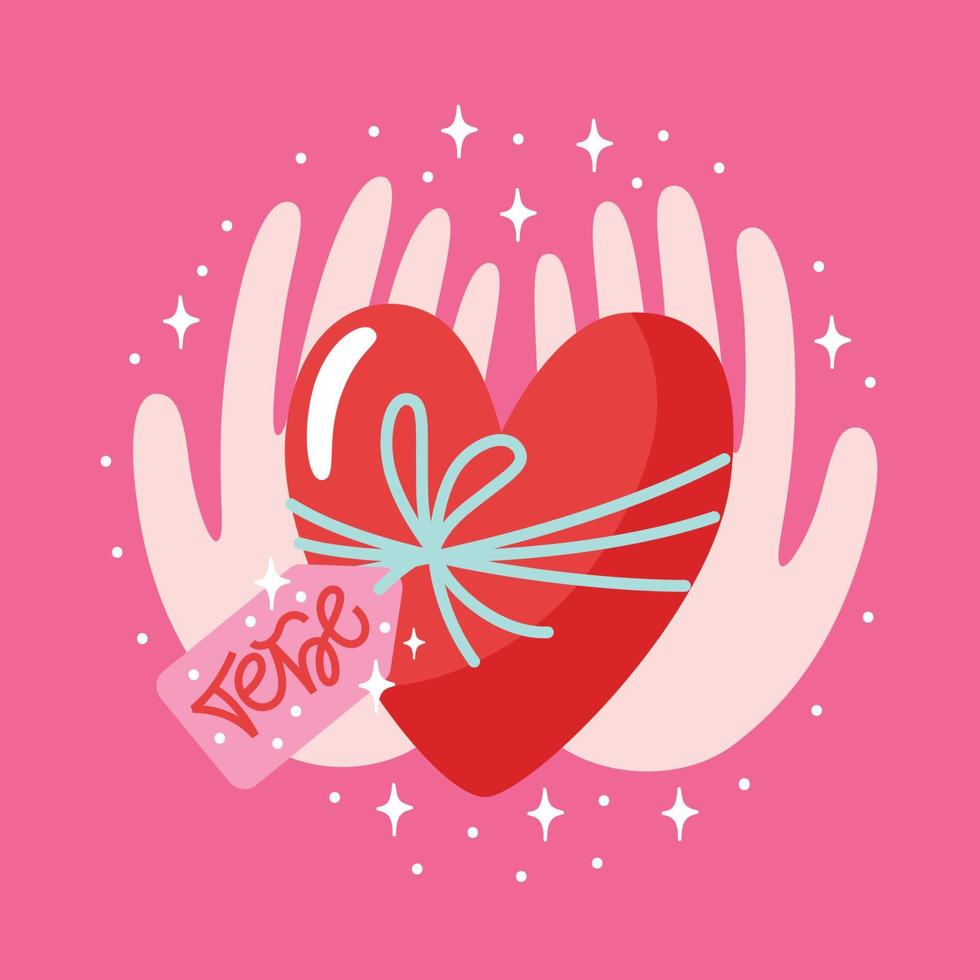 Valentine day illustration with flowers, hearts and gifts for Valentine Day vector