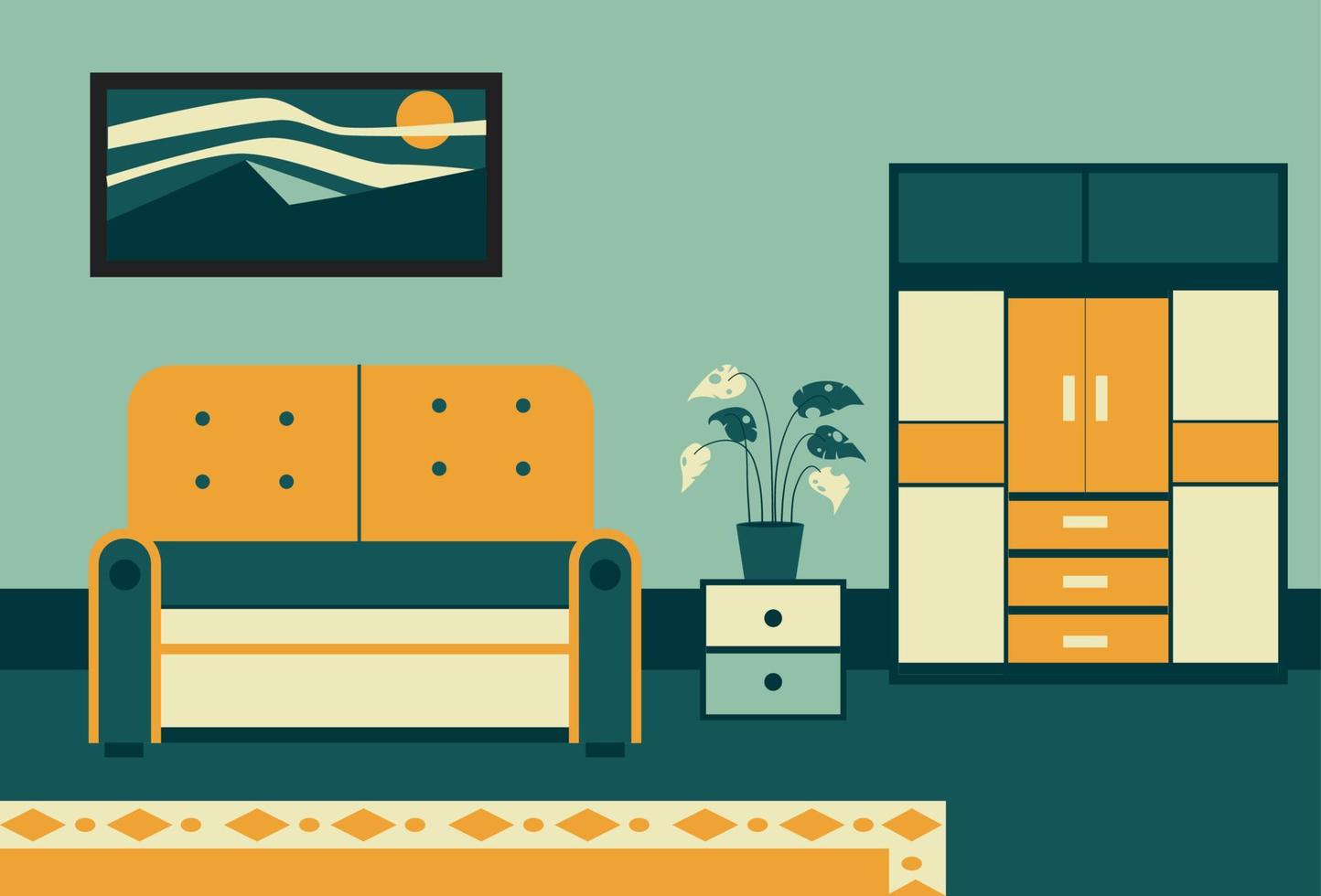 ilustración plana interior vector