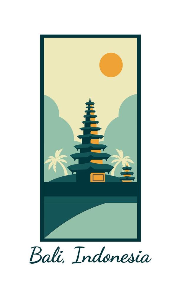 Bali Indonesia travel and tourism poster vector