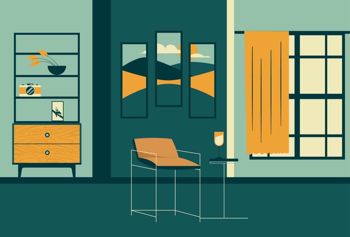 ilustración plana interior vector