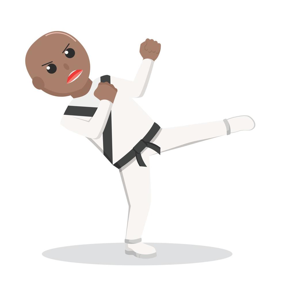 karate man african combat with kick vector