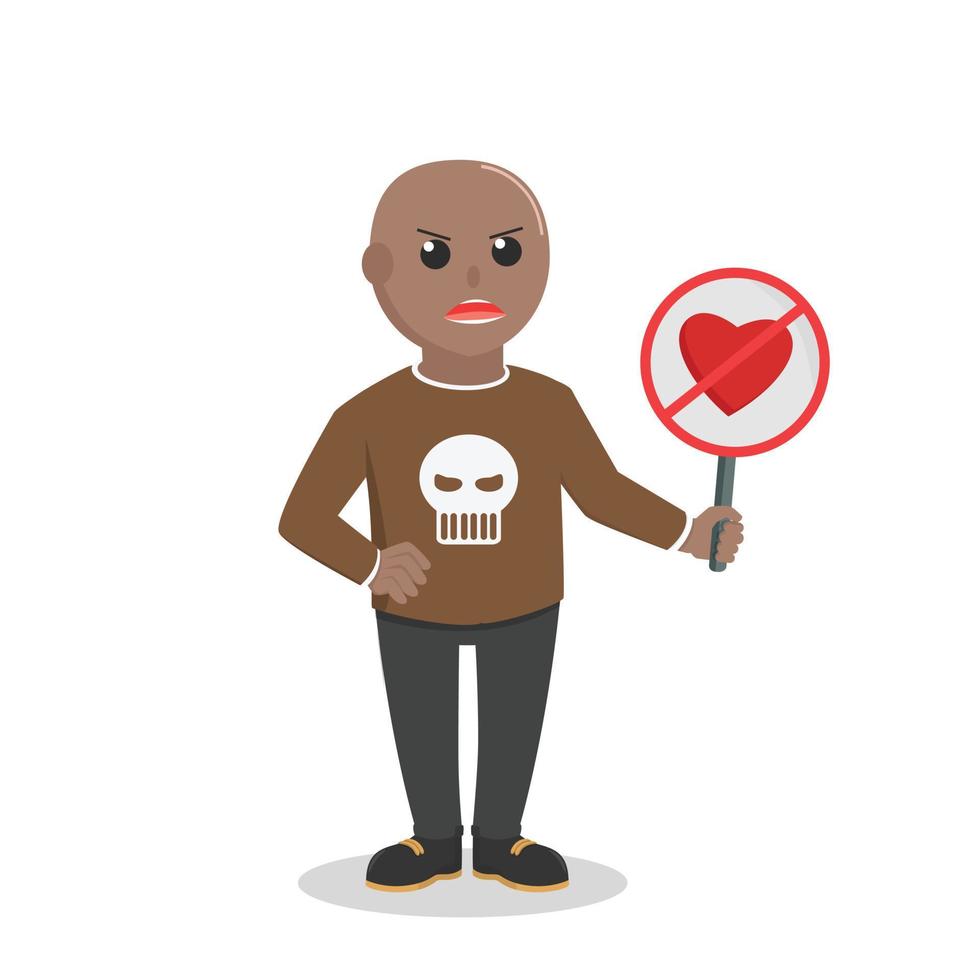 angry african bald man say no to valentine vector