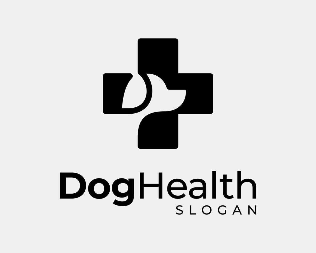Dog Pet Puppy Doggy Cute Animal Medical Sign Health Care Medicine Plus Addition Vector Logo Design