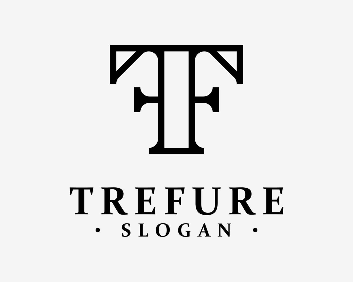letra tf ft iniciales elegante lujo clásico vintage línea arte simple monograma vector logo diseño