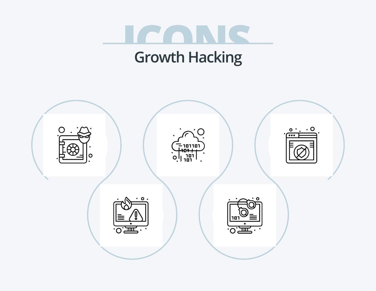 Hacking Line Icon Pack 5 Icon Design. bandit. virus. security. search. bug vector