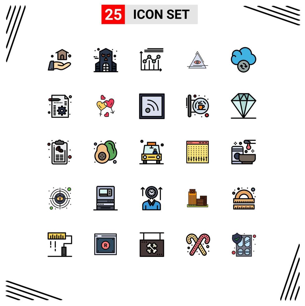 25 iconos creativos signos y símbolos modernos de sincronización nube gráfico triángulo illuminati elementos de diseño vectorial editables vector