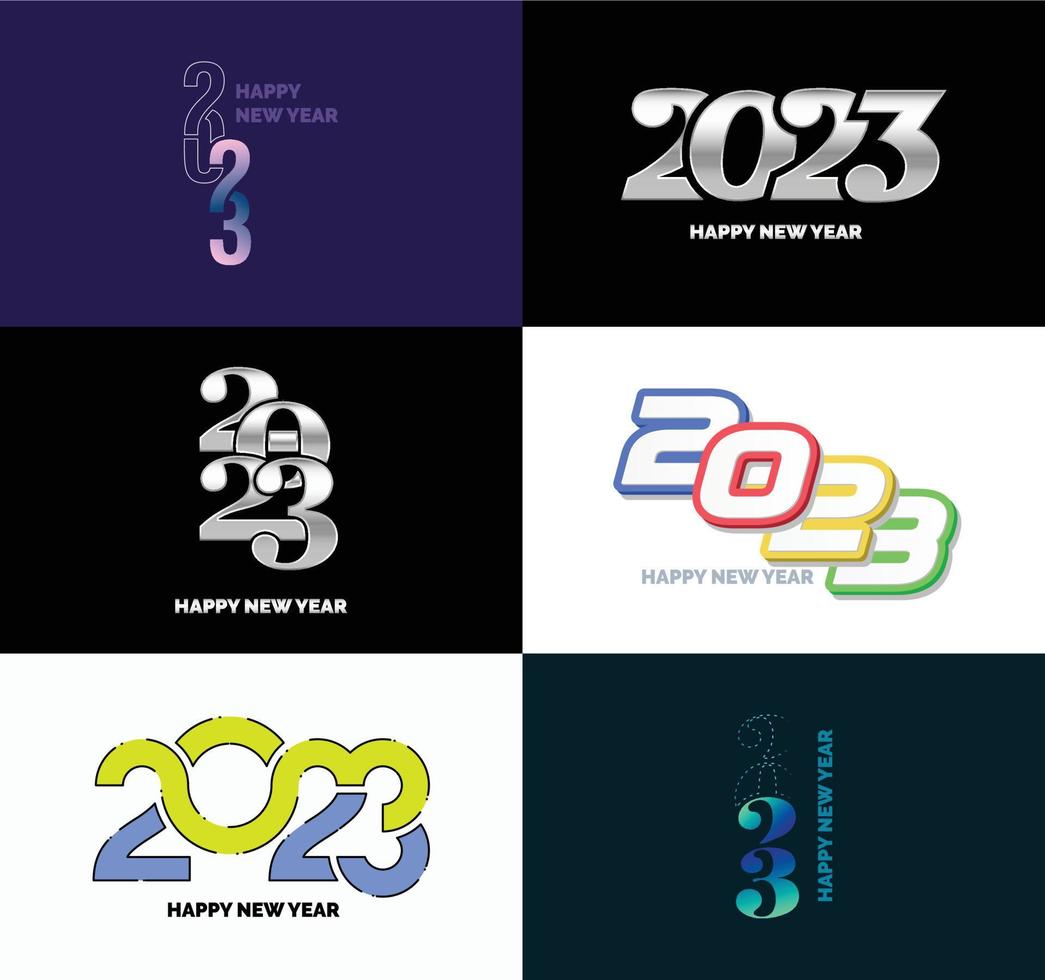 gran conjunto de 2023 feliz año nuevo diseño de texto de logotipo plantilla de diseño de número 2023 vector