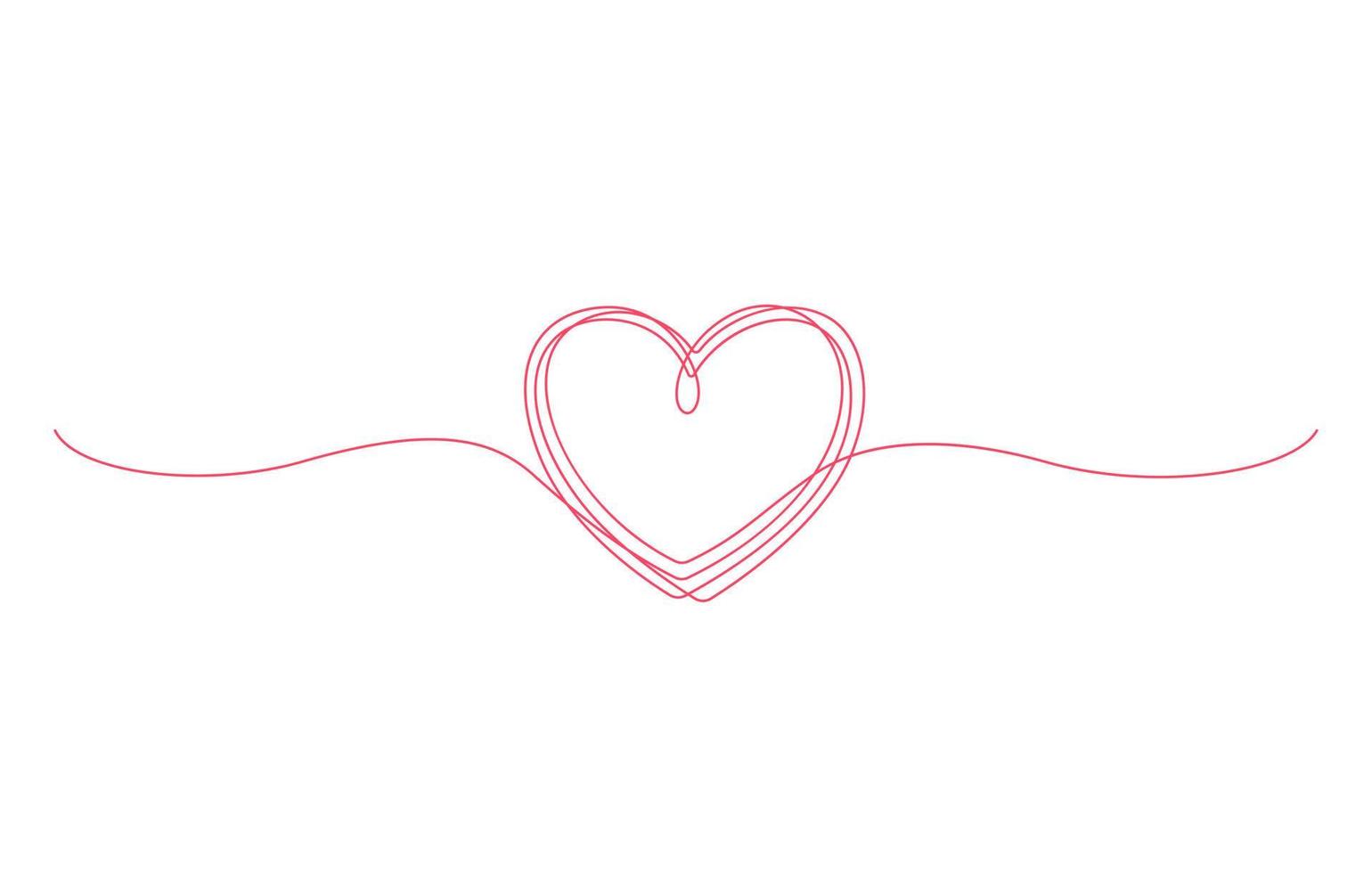 heart one line drawing decoration vector