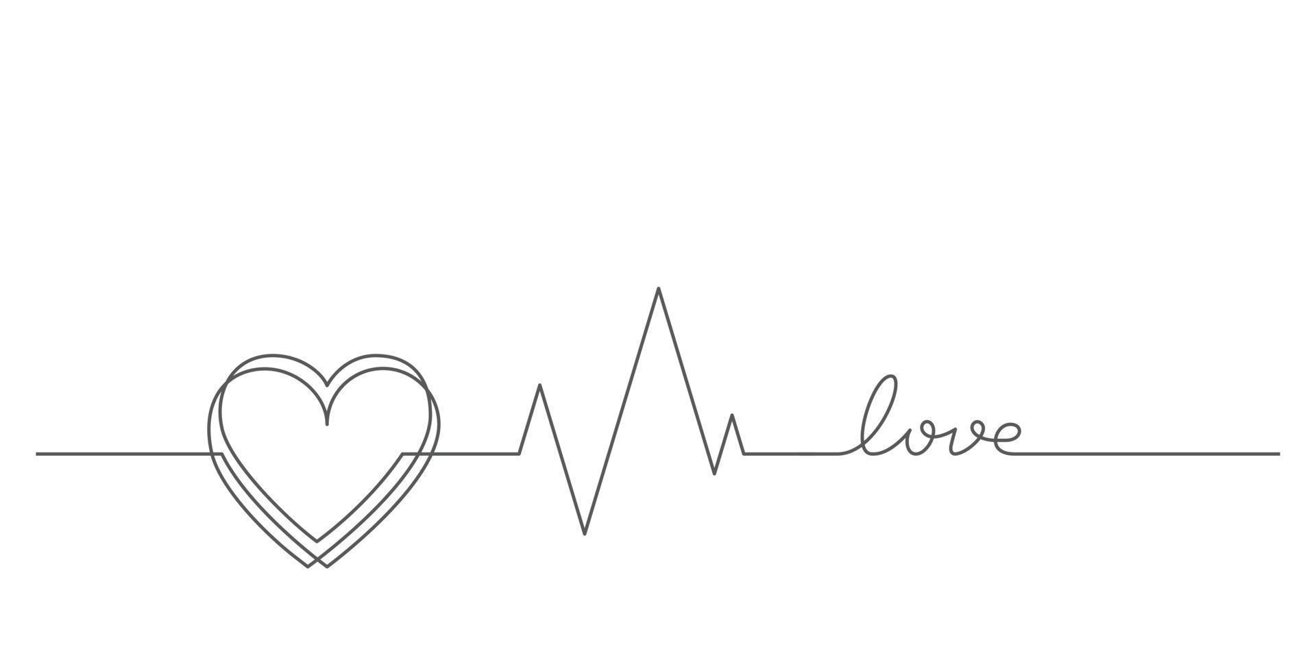 heart beat pulse love concepts decorative line art vector illustration