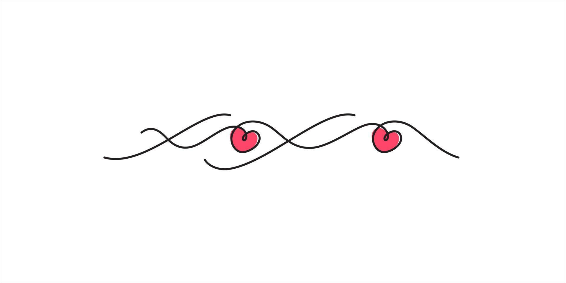 xoxo hugs and kisses lettering design line art vector illustration