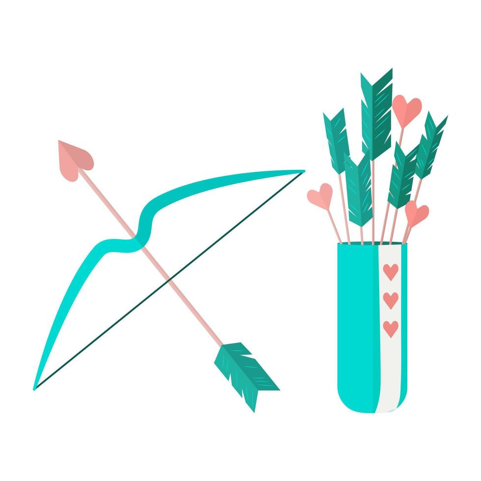 Valentine bow and arrows colored vector