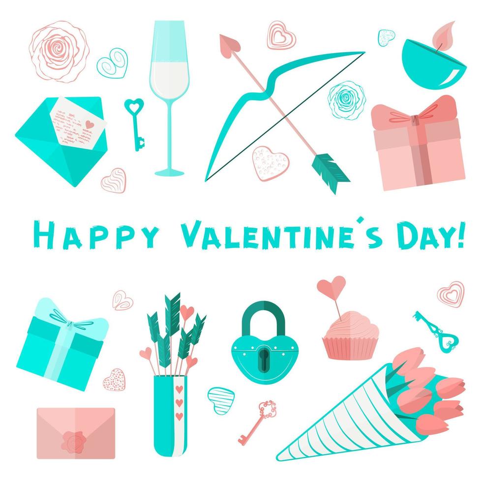 Valentine card turquoise vector