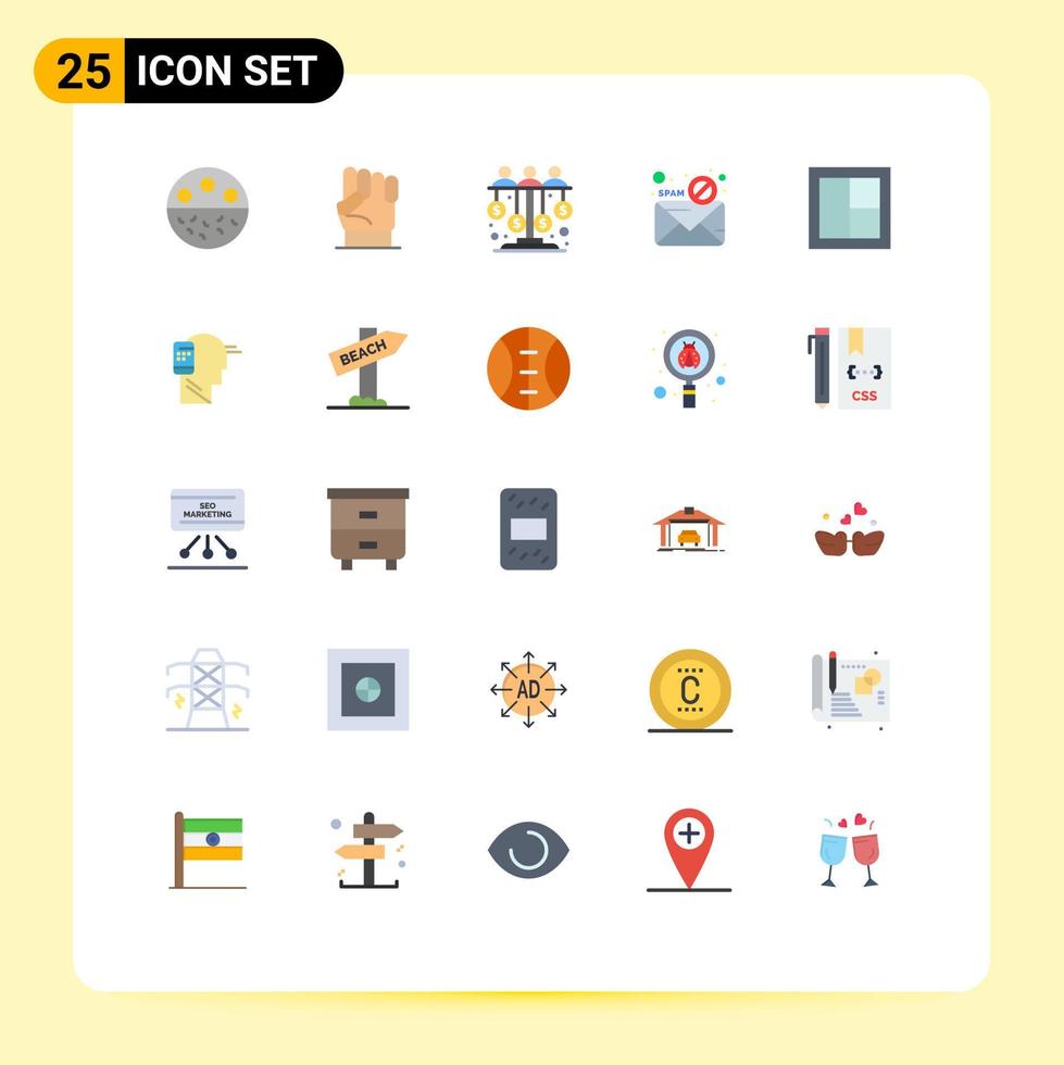 Modern Set of 25 Flat Colors and symbols such as spam email power sponsor investment investment Editable Vector Design Elements