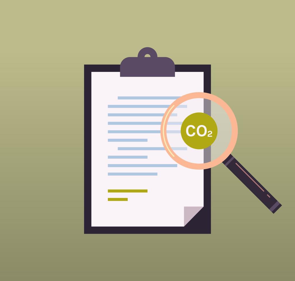 documento legal idea de límite de emisiones de co2 y concepto de compensación de crédito de carbono de cero emisiones netas ilustración vectorial plana. vector