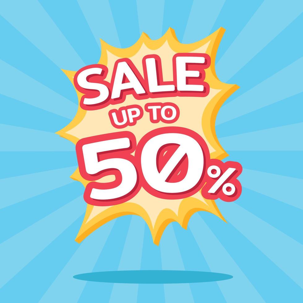 Sale up to 50 percent starburst label, Promotion discount banner templates vector