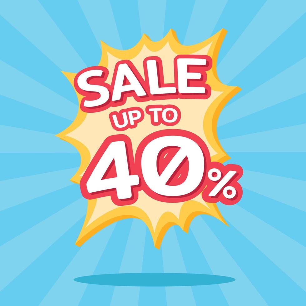 Sale up to 40 percent starburst label, Promotion discount banner templates vector