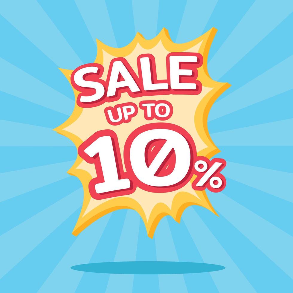 Sale up to 10 percent starburst label, Promotion discount banner templates vector