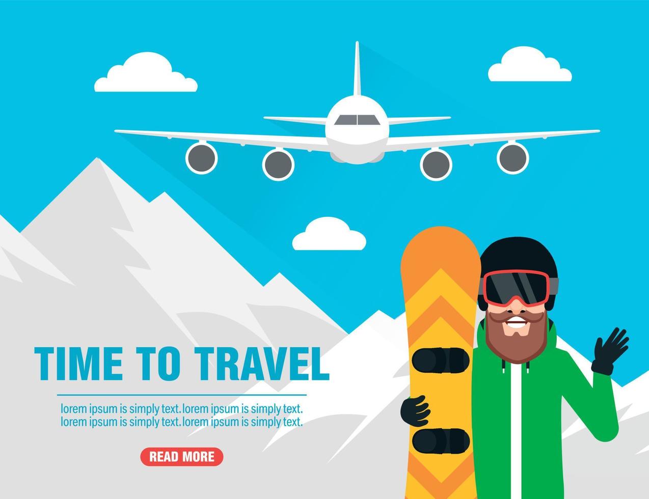 Winter holidays. Time to travel concept design flat vector
