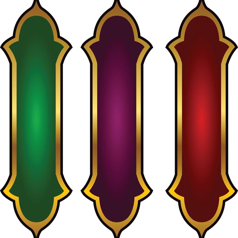 conjunto de marco de título de banner islámico árabe dorado de lujo png fondo transparente cuadro de texto dorado imágenes de diseño vectorial vector