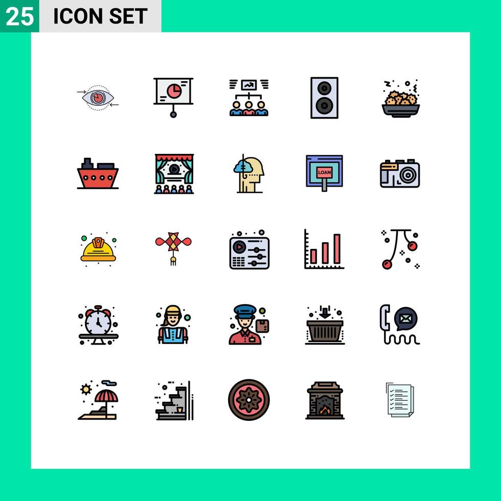 25 Thematic Vector Filled line Flat Colors and Editable Symbols of speaker electronics teamwork devices task Editable Vector Design Elements