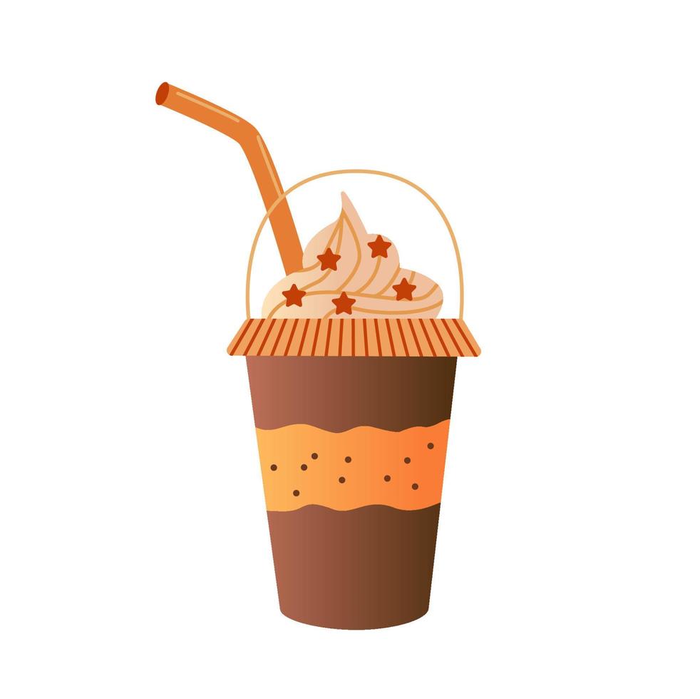 Latte coffee. Drinks, tasty sweet desserts, flavoured products. vector