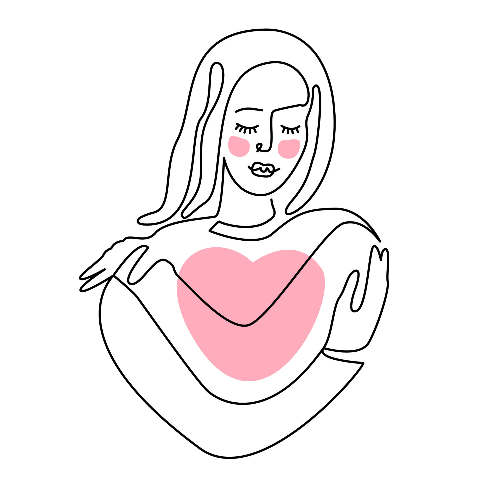  Person with healthy self-perception. Illustration in the style of line ...