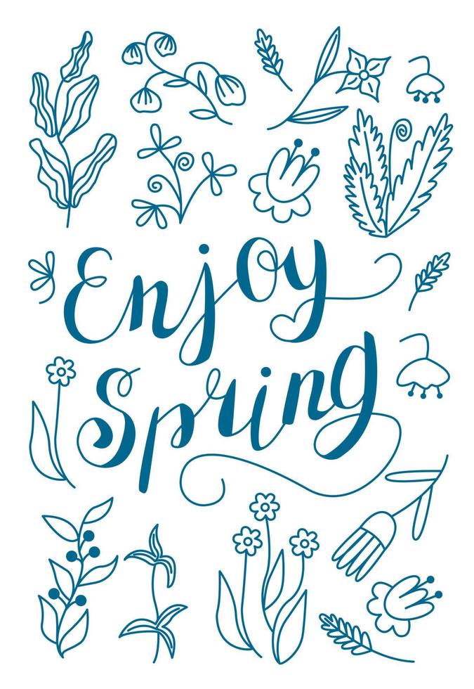 Enjoy Spring, gorgeous lettering written with elegant calligraphic font or script. vector