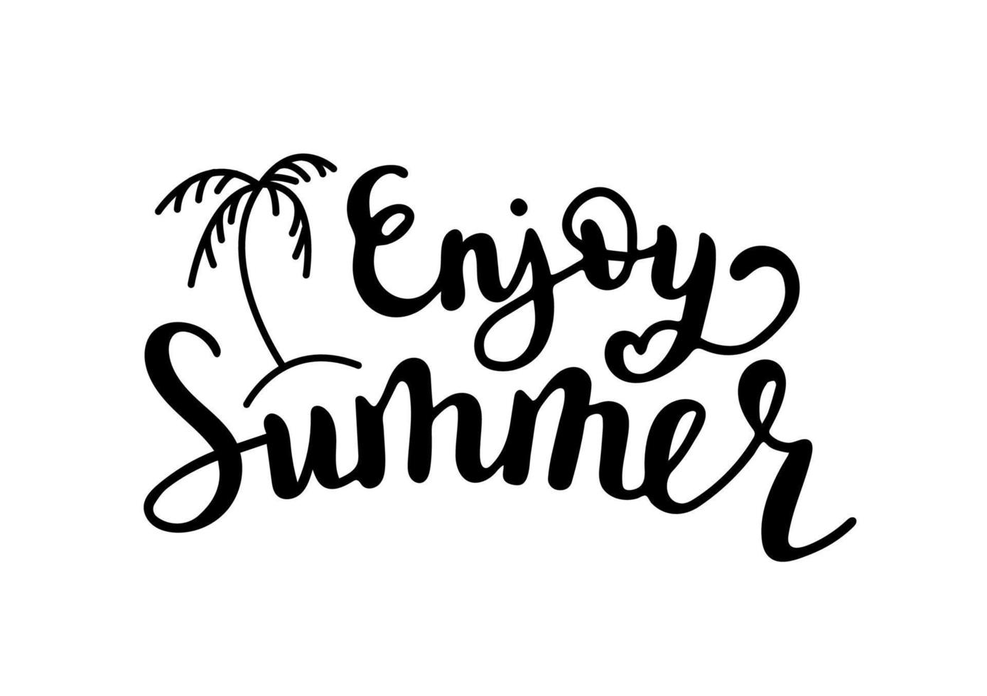 Enjoy summer, gorgeous lettering written with elegant calligraphic font. Isolated inscription in black. vector