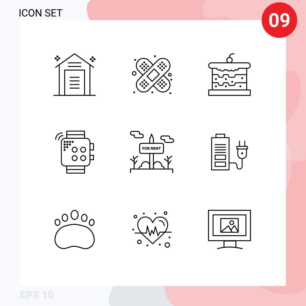 Outline Pack of 9 Universal Symbols of board hand bakery touch smart Editable Vector Design Elements