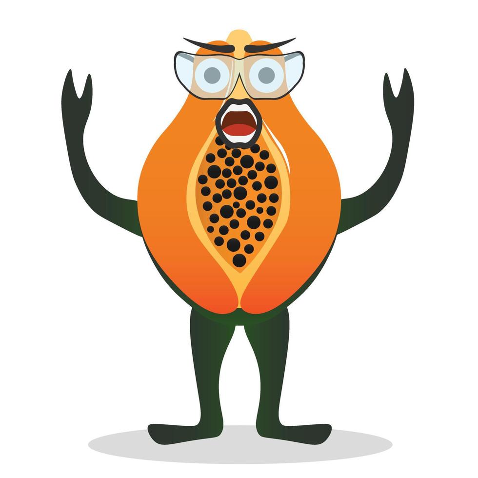 Papaya icon. Flat illustration of papaya vector icon isoFresh papaya character. Flat illustration of papaya vector icon isolated on white backgroundlated on white background