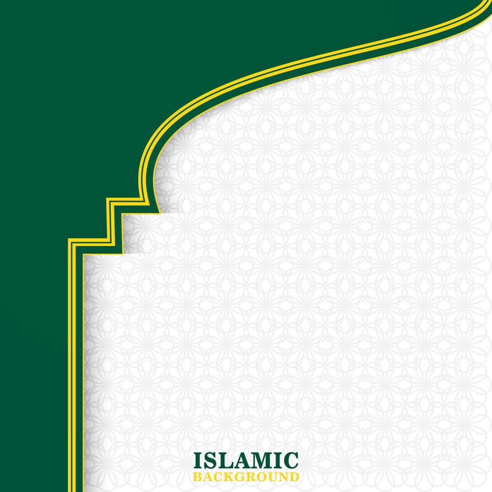 Green with yellow outline simple abstract islamic background vector