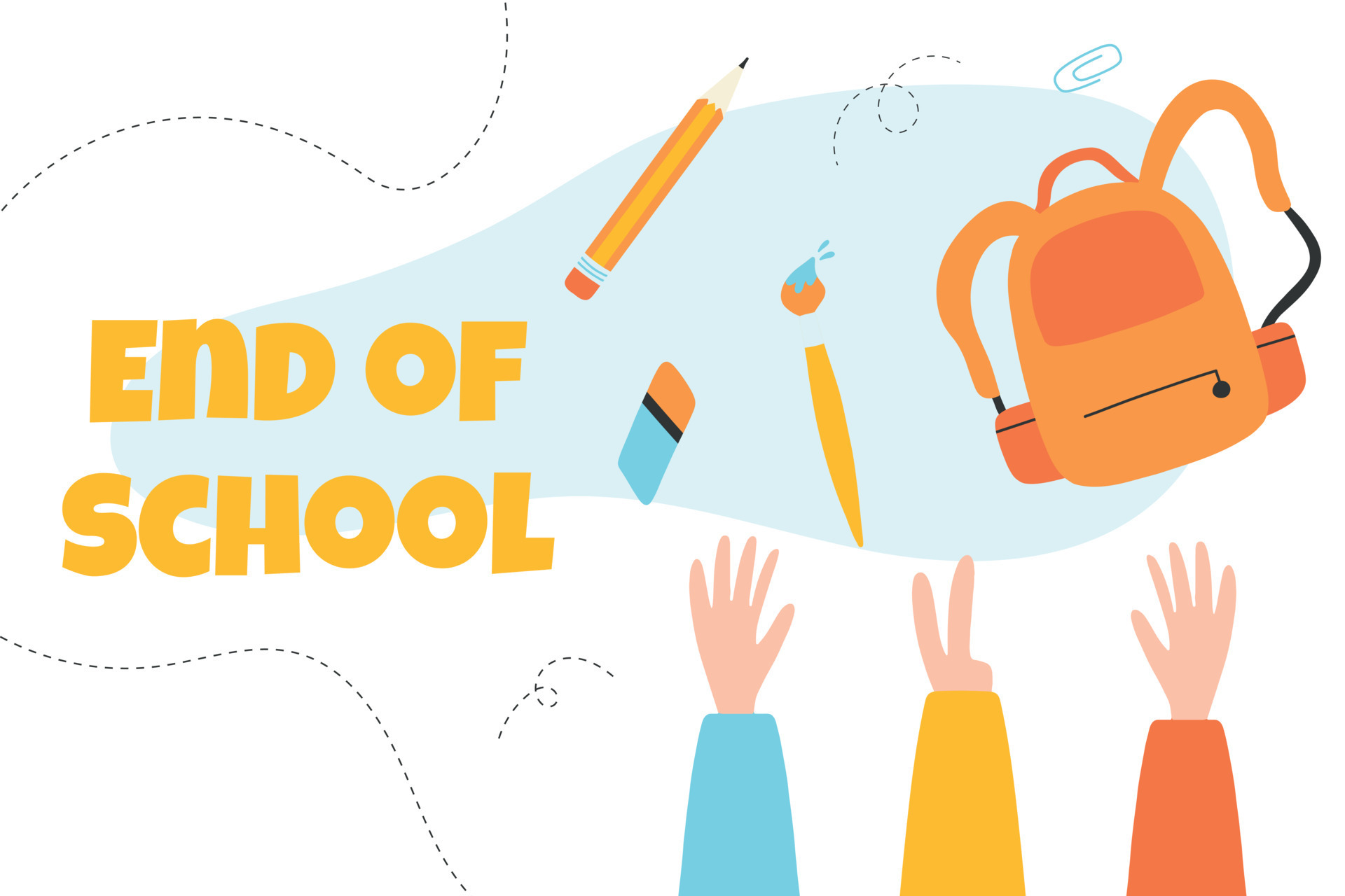 End of school. Poster banner end of school. Last day of school