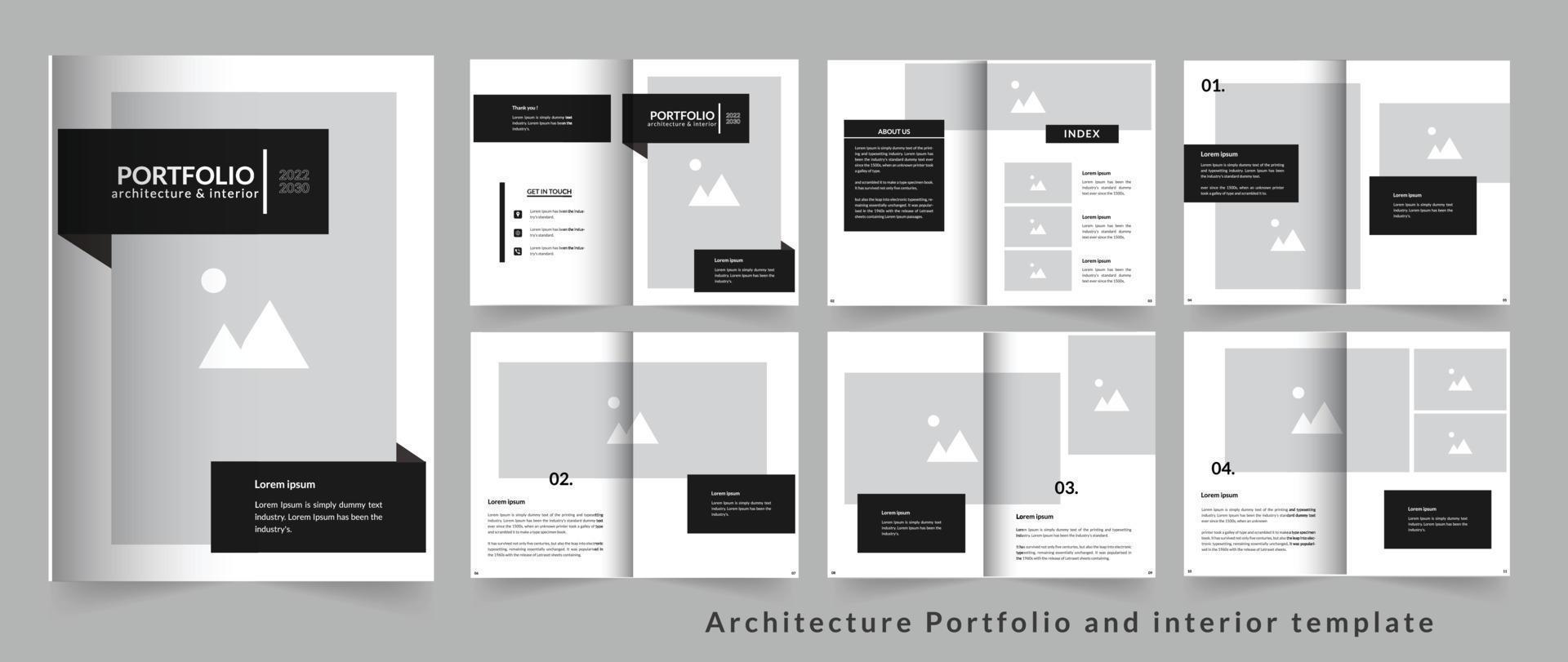 portafolio de arquitectura e interior o plantilla de portafolio mínimo vector