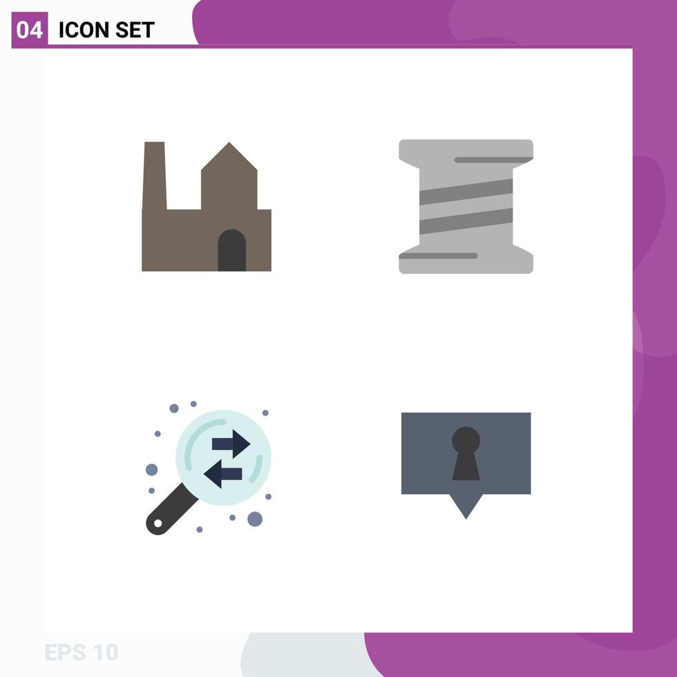 User Interface Pack of 4 Basic Flat Icons of factory exchange industry thread bubble Editable Vector Design Elements