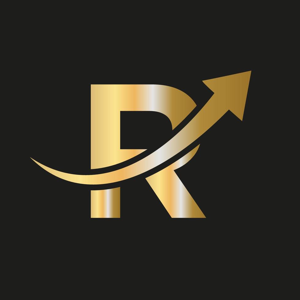 Finance Logo on R Letter Concept. Marketing And Financial Business Logo vector
