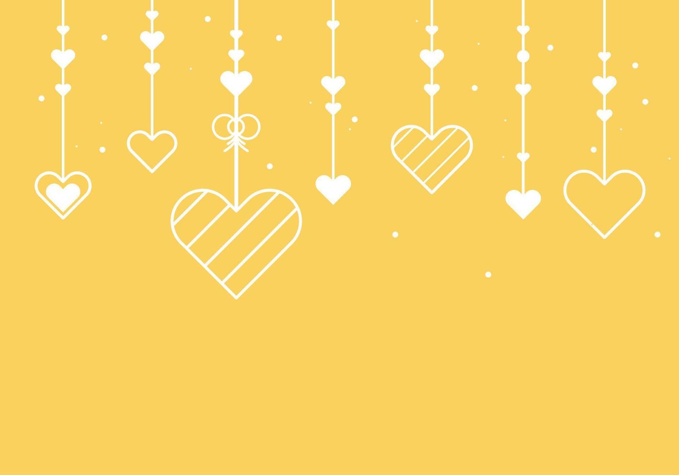 hanging hearts yellow background vector