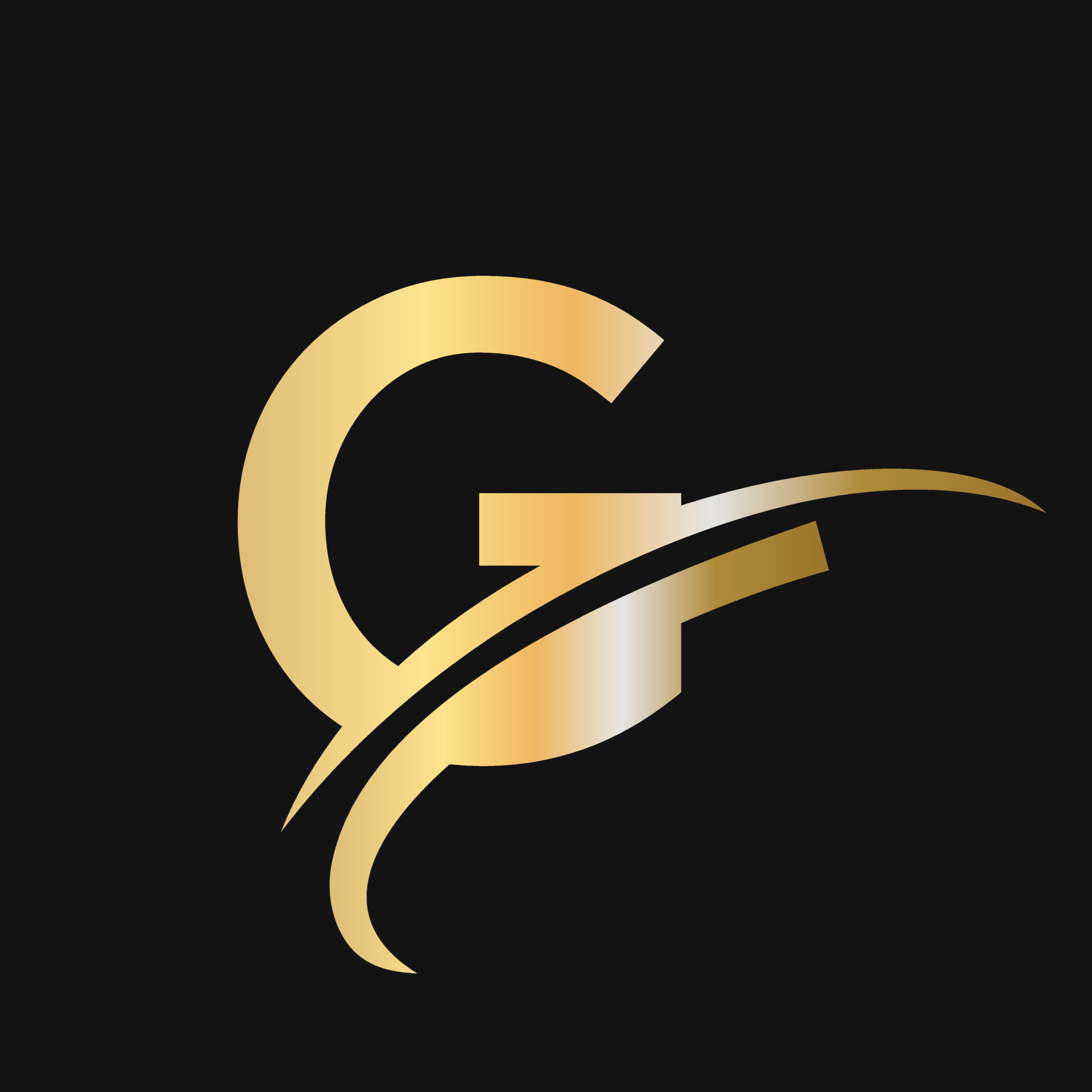Initial letter G logo design with swoosh sign logotype based alphabet