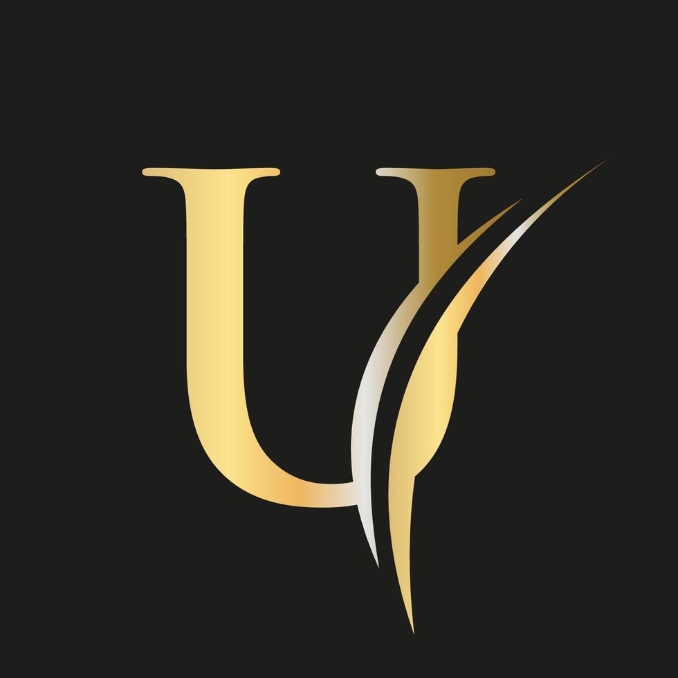 Initial monogram letter U logo with luxury concept vector