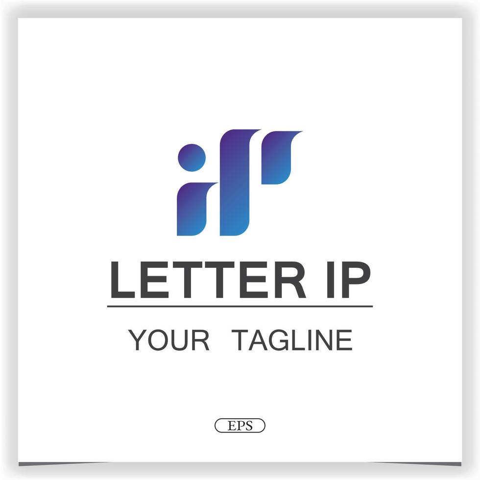 letter ip logo premium elegant template design vector eps 10