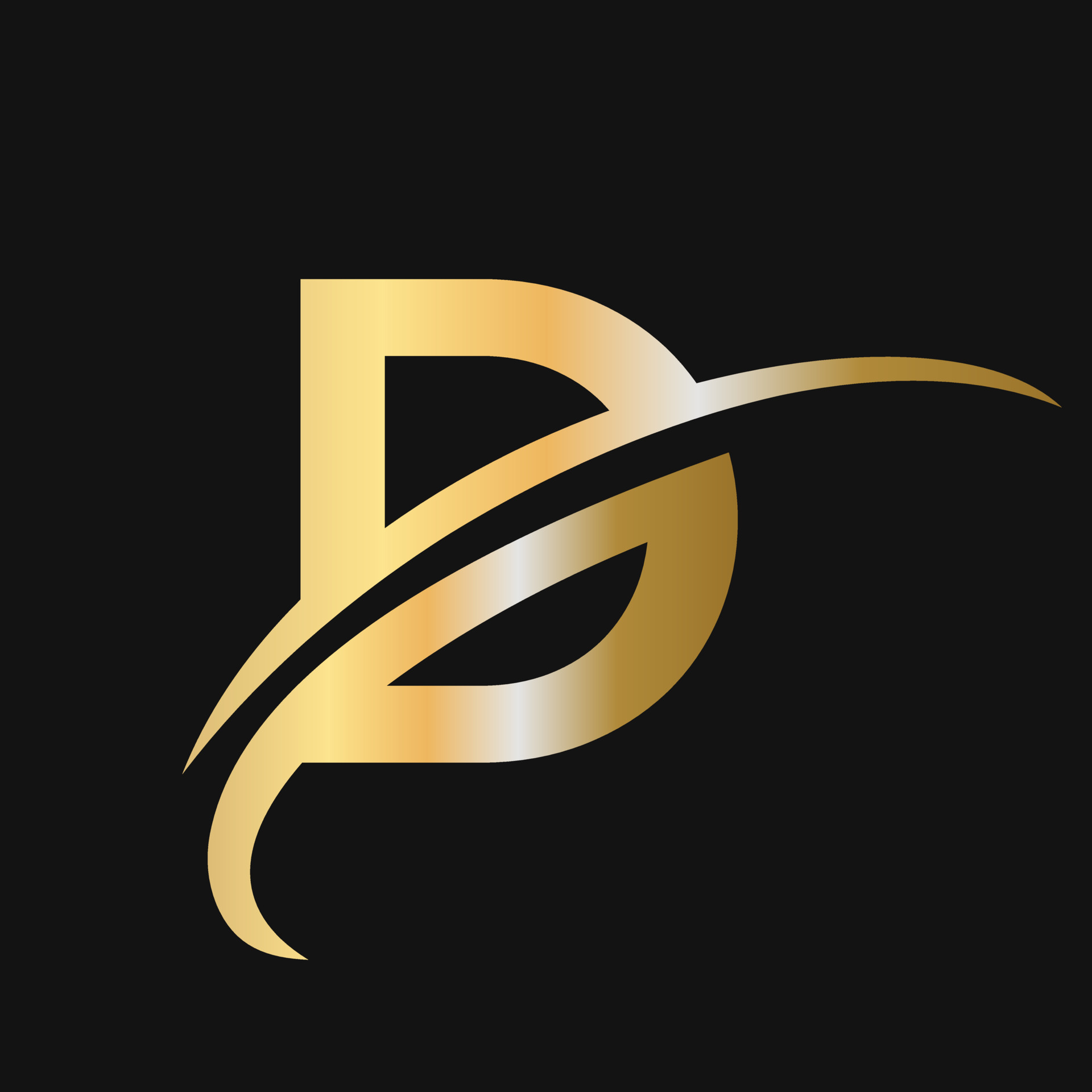 Initial letter D logo design with swoosh sign logotype based alphabet