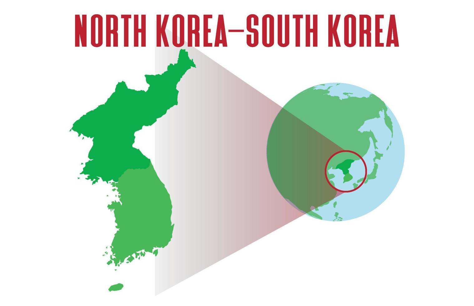 flat cartoon of North Korea South Korea country border vector