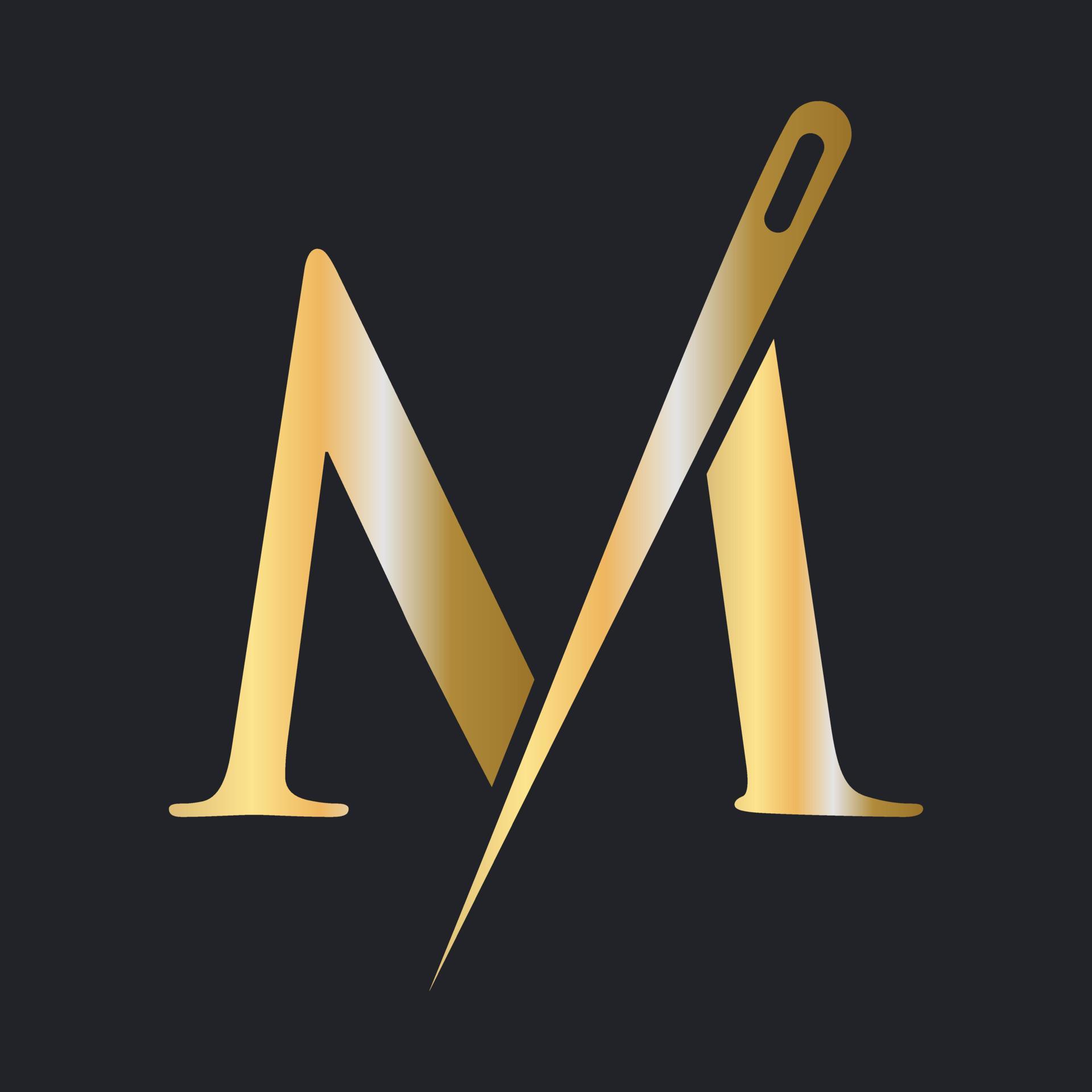 Initial Letter M Tailor Logo, Needle and Thread Combination for