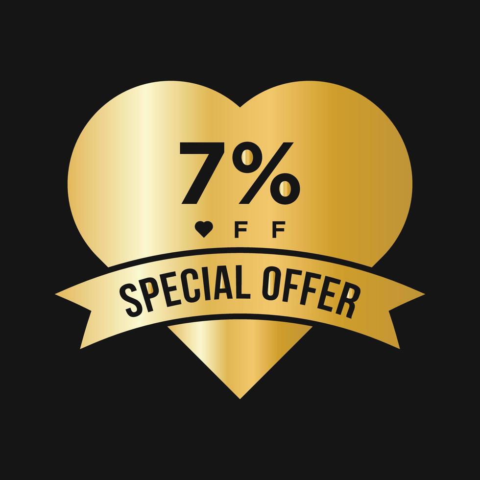 7 Percent OFF Sale Discount Promotion Banner. Special Offer, Event, Valentine Day Sale, Holiday Discount Tag Template vector