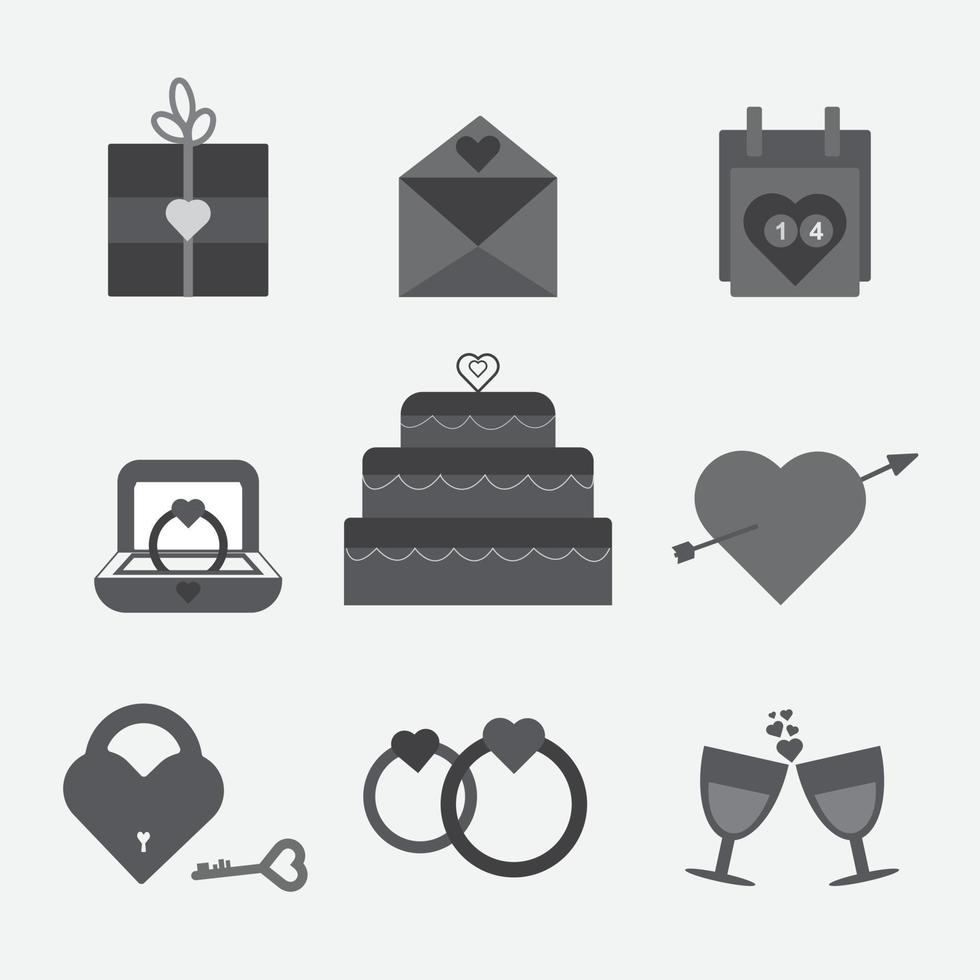 conjunto de iconos de San Valentín. este vector contiene iconos vectoriales de alta calidad relacionados con el día de san valentín en fondo blanco.